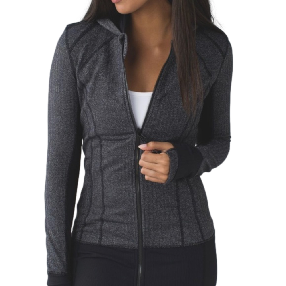 Lululemon Daily Practice Jacket Charcoal Grey Fitted Hooded Zipper Size Medium